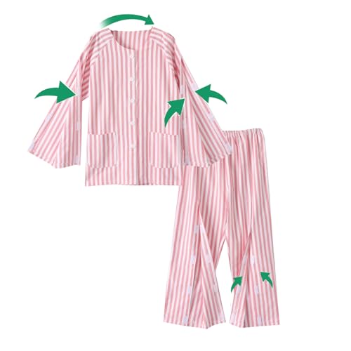 Image of Aylashine Long-Sleeved Bedridden Pajamas Set, Hospital Gowns,Bedridden Patient Clothing,Tear Away Patient Clothes