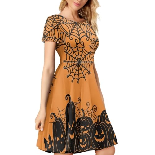 Image of AFPANQZ Womens Casual Summer Lightweight Vintage Dress Short Sleeve Midi Dress Knee-Long Luxury Formal Dress