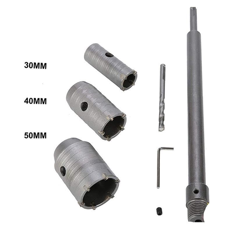 Juego De 2 Brocas De Corona SDS Plus De 30, 40 Y 50 Mm Con Punta De Carburo For Taladrar Paredes, Ladrillo, Piedra, Hormigón Y Cemento.