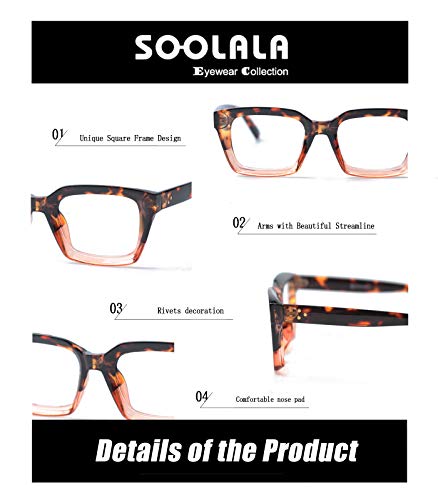 image for SOOLALA 2-Pair Vintage Stylish 53mm Lens Oversized Reading Glass Big E