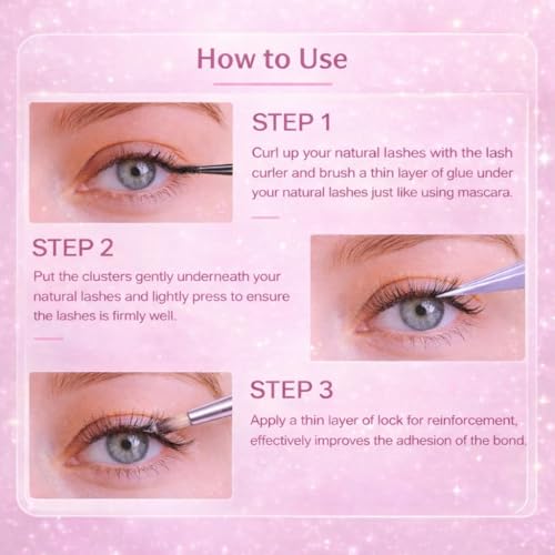 Image of BAREFIT 11-13mm 100Pcs Self Adhesive Eyelashes False Eyelash Clusters Eye Lashes for Women False Eyelashes Self Stick Cluster Lashes Eyelash Glue Eyelash Clusters with Tweezers Eyelash Extension Kit
