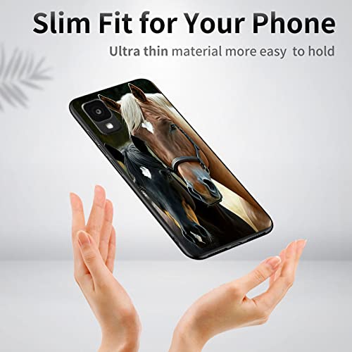 Image of for Alcatel TCL 30Z T602DL Phone Case, Soft TPU Slim Fit TCL 30Z for Women Girls, Anti Scratch Non-Slip Protective Shockproof Rubber Cover for Alcatel TCL 30Z, Two Horses