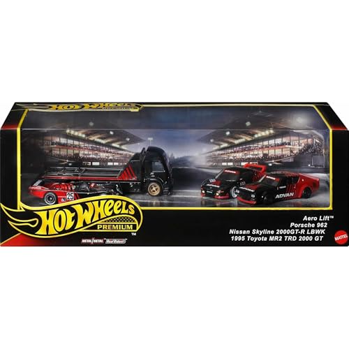 Hot Wheels Premium Collector ADVAN Racing Display Sets, 3 Cars & 1 Transporter