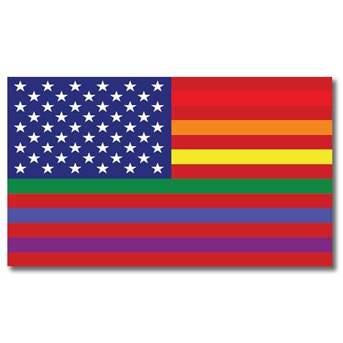 Image of Magnet Me Up Gay Pride LGTBQ Rainbow American Flag Car Magnetic Decal, 7x12 Inches, Heavy Duty Automotive Vinyl Magnet for Car, Truck, SUV, in Support of LGBTQ, Fade Resistant