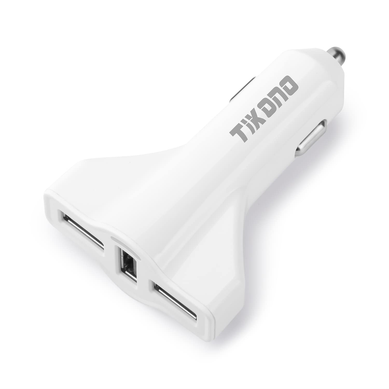 Car Charger, TIKONO USB Car Charger 3 Port USB Cell Phone Charger, Fit All Cars-Cigarette Lighter Plug (White)