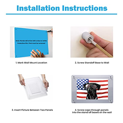 Ion Acrylics Any Size Custom Made Floating Frameless No Frame Acrylic Wall Mount Picture Frame For Artwork Puzzles Poster Scarf Photo In Square Or Rectangle Shape For Standard Of Odd Sizes Kit #TOP3