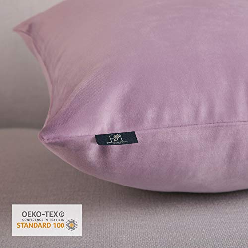 Phantoscope Pack of 2 Velvet Decorative Throw Pillow Covers Soft Solid Square Cushion Case for Couch Light Purple 18 x 18 inches 45 x 45 cm