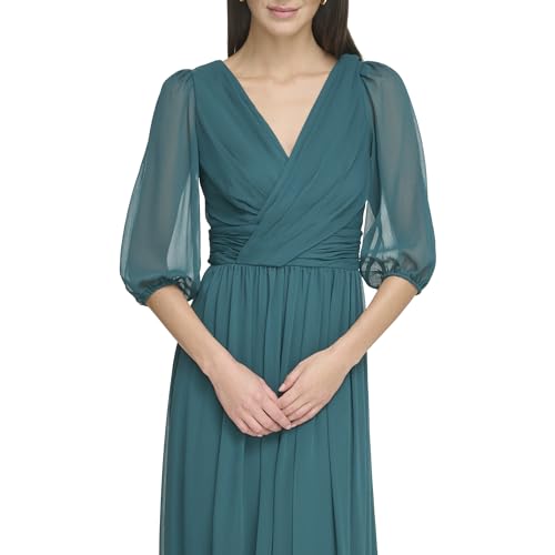 Image of DKNY Women's Long Chiffon V-Neck Dress