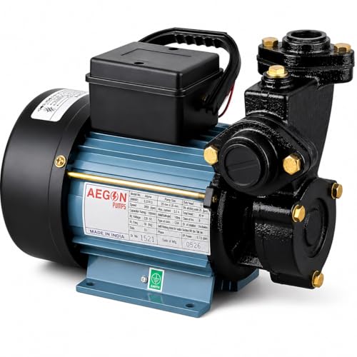 Image of AEGON 0.5 HP Self Priming Water Pump for Home, Garden & Agriculture | Single Phase Monoblock Motor | 25 x 25 mm Pump Size | 2650 RPM | Up to 30 m Head | 6 Months Warranty