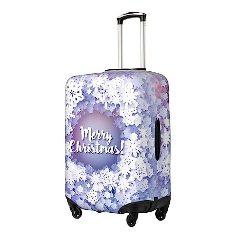 Round Snow Merry Christmas Winter Snowflakes Luggage Cover Washable Elasticated Luggage Covers for Suitcase TSA Approved Stylish Scratch Resistant Luggage Case Protector2