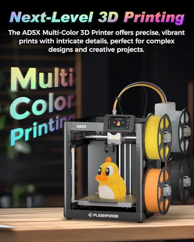 FLASHFORGE AD5X Multi-Color 3D Printer, CoreXY 600mm/s High-Speed, 1-Click Auto Leveling, 300°C Direct Drive Extruder, 220x220x220mm Build Volume, Ideal for Precision and Efficiency