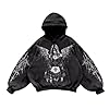 Cexiakong Sweatshirt Men's Y2K Vintage Skull Print Casual Hoodie College Style Gothic Long Sleeve Hooded Pullover Winter Couple Hoodie Comfortable Fashion Outfit Regular Tops, S Black, L #3