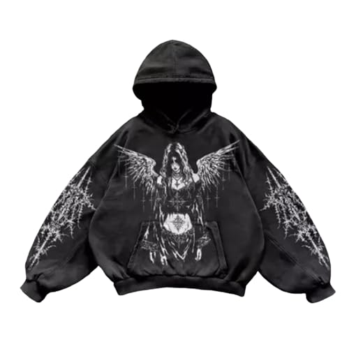 Sudaderas y sudaderas para hombre Unisex Sudadera con capucha con estampado elegante Ropa informal cómoda para atuendos cotidianos, Negro , L