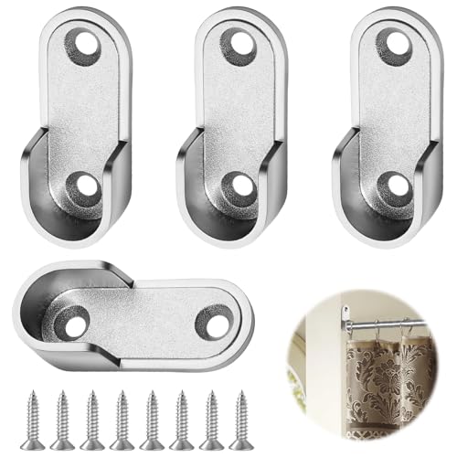 Ebksqs 4 Pièces Support de Tringle Penderie en Métal avec Vis, Support de Tube d'Armoire pour Barre Penderie, Fixation Murale pour Placard Dressing Rangement