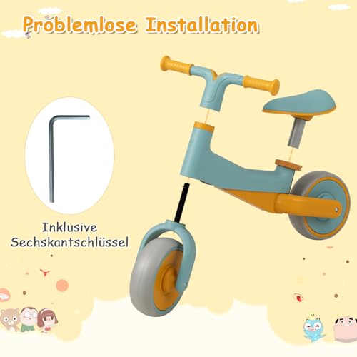 COSTWAY Kinder Laufrad ab 1 Jahr, Lauflernrad höhenverstellbar ohne Pedal, Rutschfahrzeug mit begrenzter Lenkung & 2 Rädern für Jungen Mädchen – Bild 5