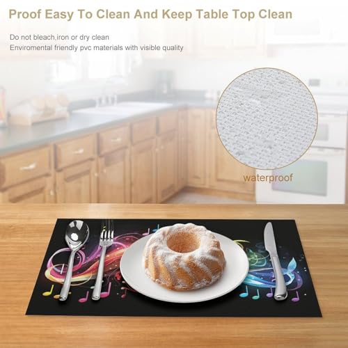 Set de table musique arc-en-ciel en PVC lavable résistant x6 - 5
