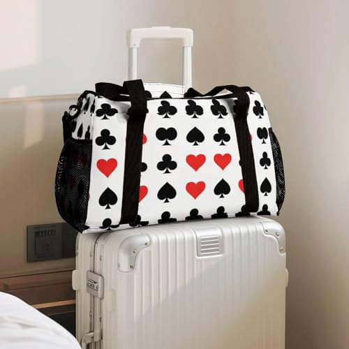 Lightweight Portable Travel Bags Poker Heart Square Pattern for Women and Men Fitness, Fishing, Hiking, Outdoor Sports, Camping, Casual Daily Use4
