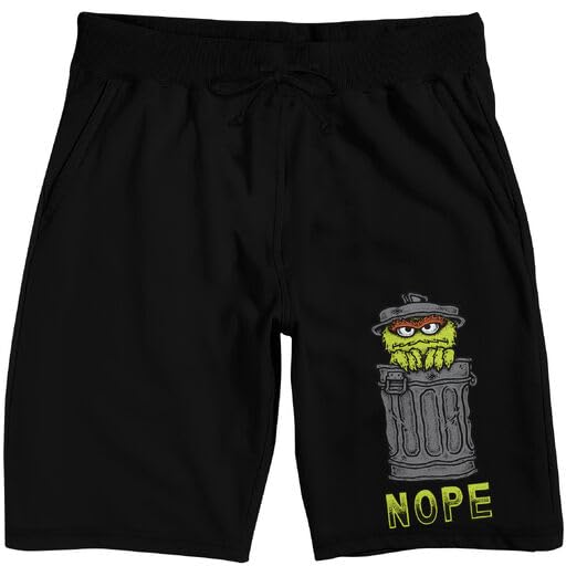 Sesame Street Oscar The Grouch Nope Men’s Black Sleep Pajama Shorts