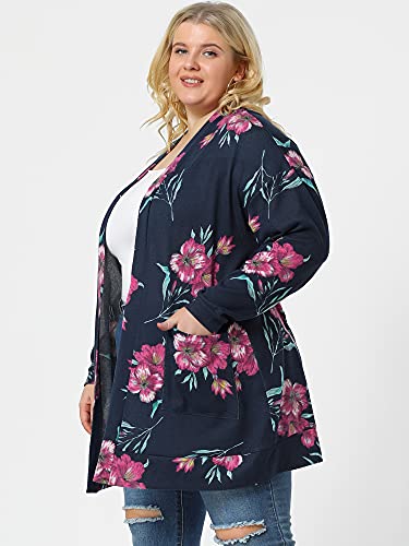 Image of Agnes Orinda Women's Plus Size Lightweight Cardigan Casual Soft Long Sleeve Floral Knit Cardigans with Pockets