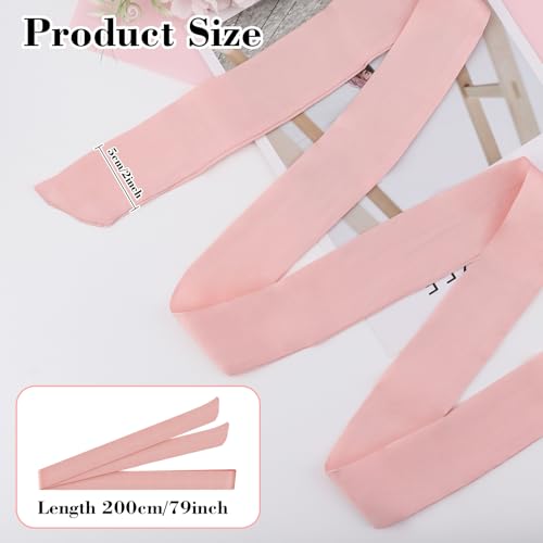 Ladies Satin Pink Waist Belts 79x2Inch Satin Scarf Belts Sash Necktie Neck Choker Solid Color Narrow Ribbon Long Sash Belt for Bridal Wedding Bridesmaid Prom Formal Special Occasion Dresses3