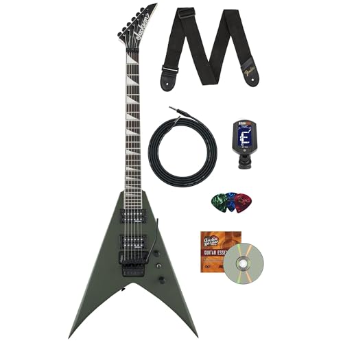 Jackson King V JS32 Electric Guitar - Matte Army Drab Bundle with Cable Tuner Strap Picks and Austin Bazaar Instructional DVD