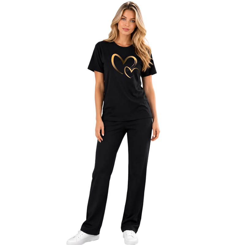 Women's Pure Cotton Top and Pyjama Co-Ord Set | Graphic Printed Night Suit | Regular Fit Half Sleeve Round Neck T-Shirt Pajama Loungewear-image-35