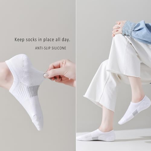 EPEIUS Thick No Show Socks for Women Athletic Ankle Socks Cushioned Running Low Cut Non Slip Footies 3/6 Pairs4