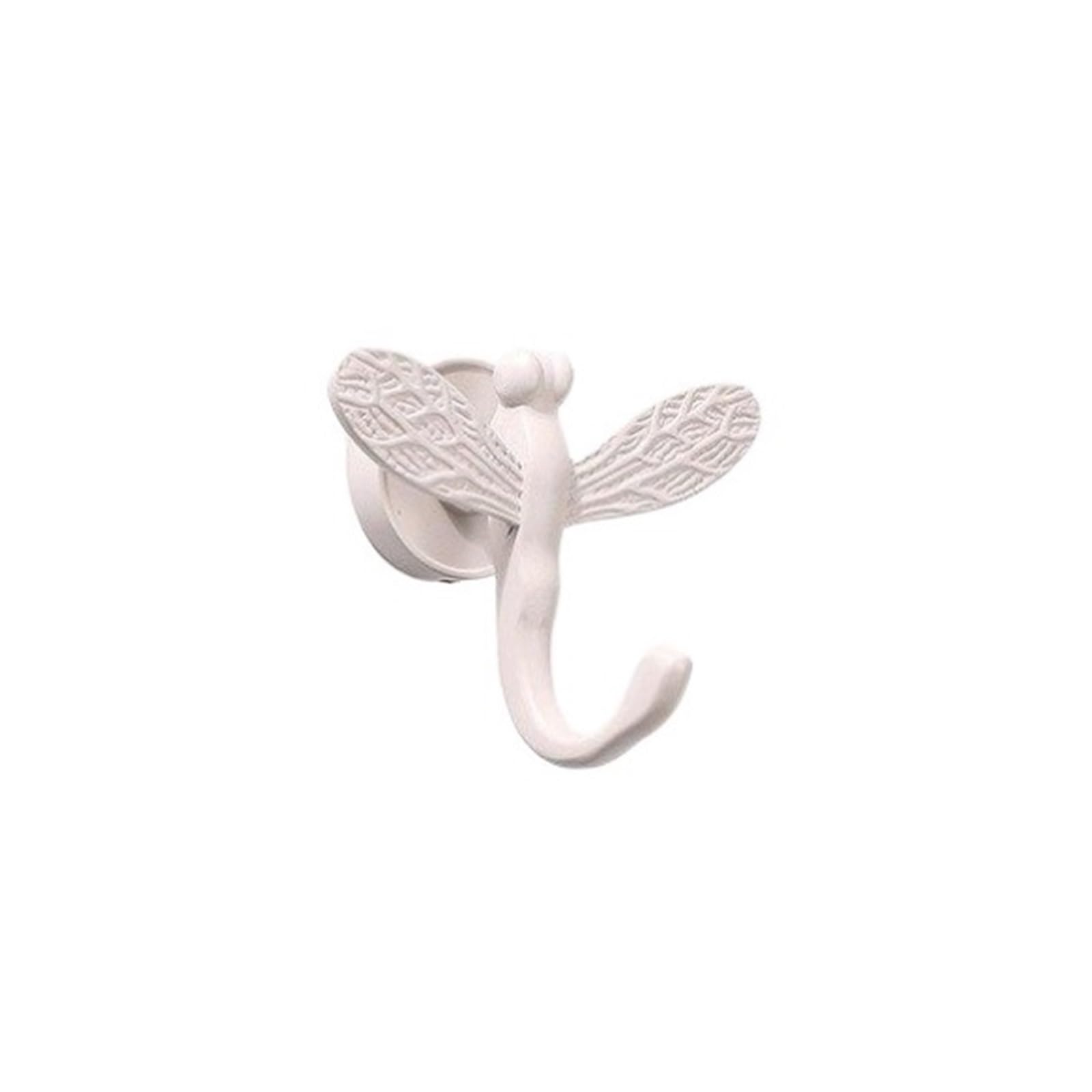 Zthyshoz White Coat Hooks Creative Dragonfly Wall-Mounted Coat Rack, Wardrobe Hook, Shoe Cabinet, Single(White)
