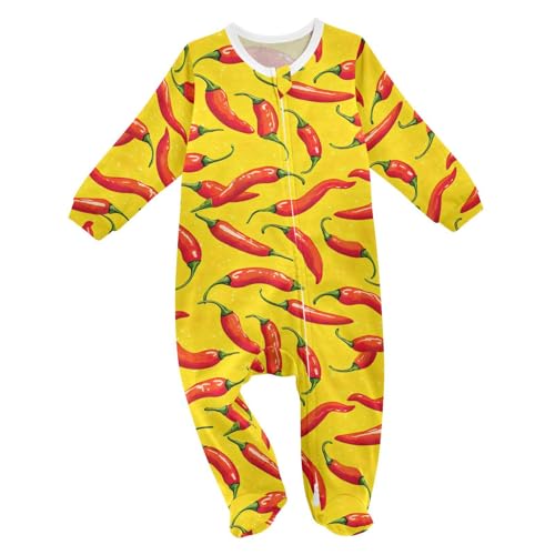 J JOYSAY Hot Peppers Baby One-Piece Footies Cotton Baby Girl Sleepers Sleepers for Baby 12M