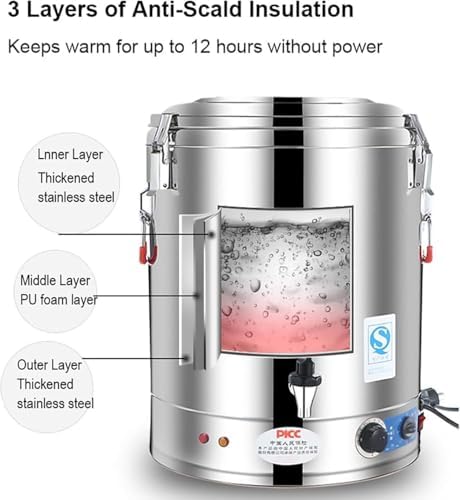 Professional 40L Stainless Steel Catering Urn - Large Hot Water Dispenser with Precise 30-110°C Temperature Control for Cafés, Offices, Events, and Home Use
