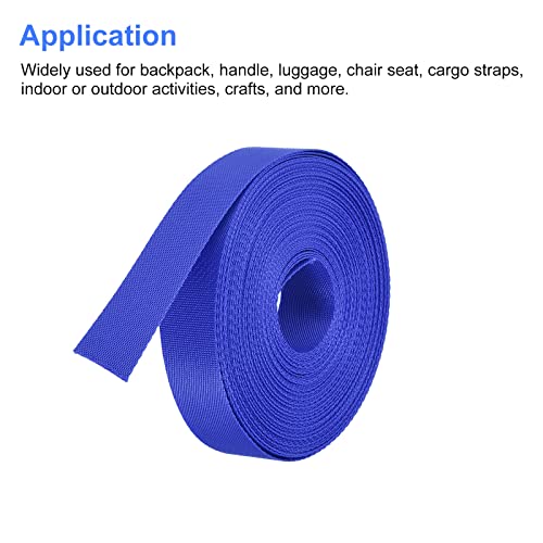 Image of MECCANIXITY Flat Nylon Webbing Strap 1 Inch 15 Yards Blue for Backpack, Cargo Strap, Luggage-rack