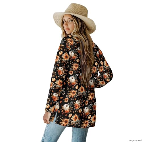 Image of Cardigan Sweaters for Women Long Sleeve Cardigan Soft Drape Open Front Fall Dusters V-Neck Jackets Dressy Loose Coat