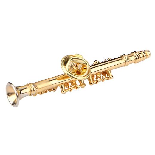 Broche Elegante de Oro de la Broche del Instrumento Musical de la Broche del Clarinete del Chapado en oro con la caja de regalo