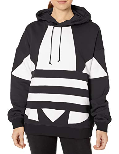adidas Originals Women's Large Logo Hoodie Sweatshirt, Black/White, M
