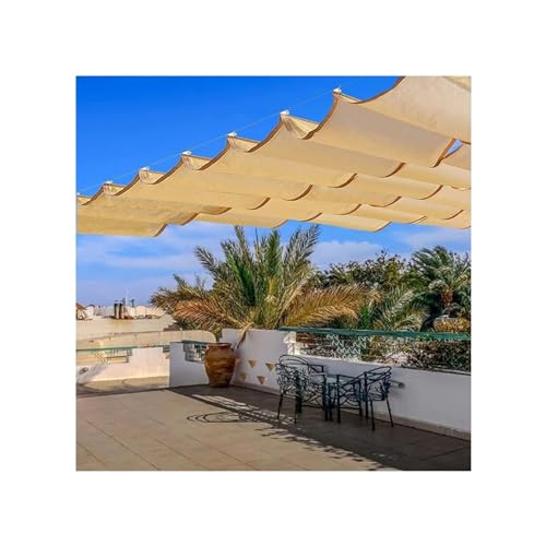 Voile d'ombrage auvent rétractable à vagues avec filet de protection extérieur 1x6m - 3