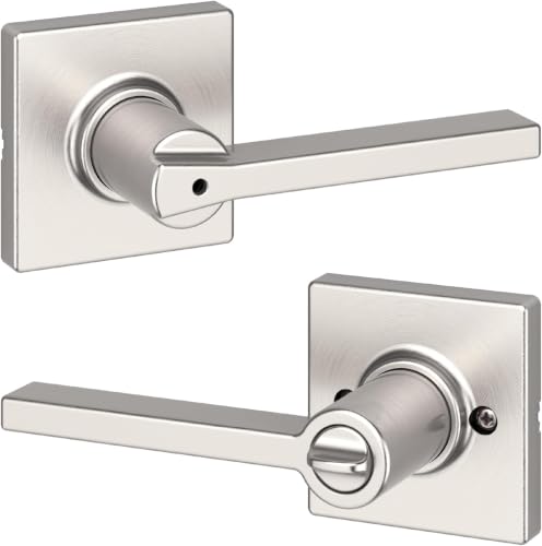Image of Kwikset Casey Interior Privacy Door Handle with Lock, Door Lever for Bathroom and Bedroom, Satin Nickel Reversible Keyless Turn Lock, with Microban Protection, (Pack of 10)