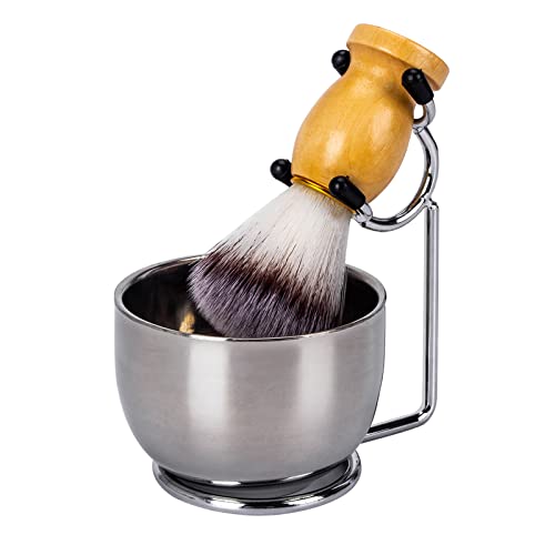 Wskderliner Juego de Afeitado para Barba para Hombres de Herramientas con Brocha de afeitar Soporte de Brocha Jabón de Afeitar Tazón Herramientas de afeitado