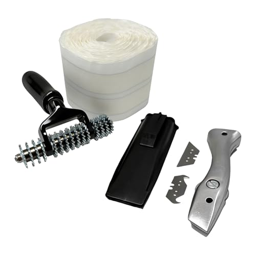 CREAWEA Carpet Patch Repair Kit with 5-Inch Star Wheel Seam Roller, 30ft Double-Sided Carpet Joining Tape and Fixed Blade Roofing Knife, DIY Carpets Repair Kit for Carpet Maintenance Tasks