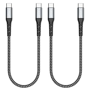 SUNGUY USB C naar USB C korte kabel, 2 stuks, 0,3 m, 60 W, PD Fast Charge Type C oplaadkabel, compatibel met Samsung Galaxy S21/S21+/S20+ Ultra, MacBook Air/Pro, iPad Pro 2020/2018, iPad Air 2020