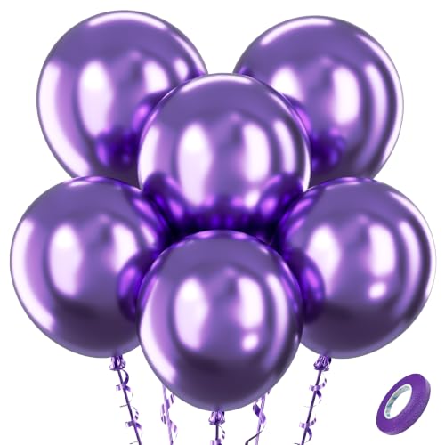 Image of Bezente Metallic Purple Latex Party Balloons 30 Pack 18 inch Large