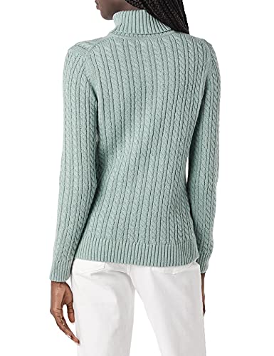 Amazon Essentials Damen Leichter Rollkragenpullover Mit Zopfmuster (Erhältlich In Übergröße), Salbeigrün Meliert, L