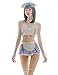 Costume da donna Kawaii francese cameriera grembiule pizzo lingerie set pigiameria sexy ruolo Cosplay costumi Blu Taglia unica