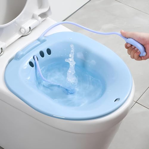 Image of Sitz Bath for Toilet Seat - Hemorrhoid & Postpartum Care - Perineum Relief Sitz Tub for Women & Men - Wide Seat, Deep Basin Soaking Kit for Home Comfort