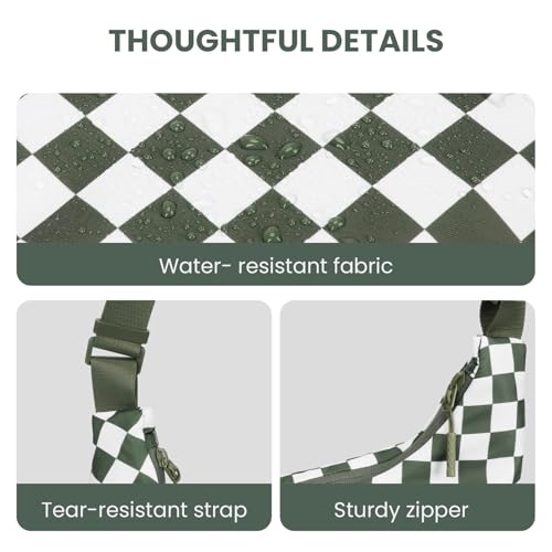 Image of Lushandy Nylon Crescent Crossbody Bags for Women, Medium Slouchy Hobo Crossbody Bag Checkered Purse Luna Bag for Travel