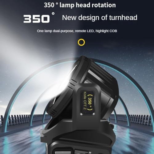 1300000 L Spotlight, Rechargeable Led Spotlight Flashlight with 350° Rotate Head, 9 Modes Super Bright Spot Lights Outdoor Handheld, IPX6 Waterproof Solar Flashlight for Emergencies - image 3