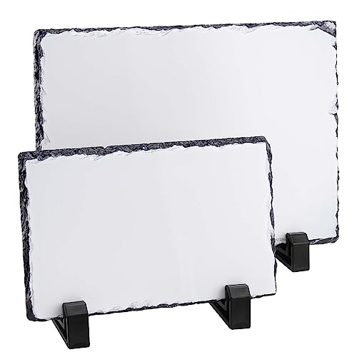 JAPCHET 6-Pack Sublimation Slate Blanks, 2 Size Rectangular Photo Plaques with Display Holders for Heat Transfer, DIY Personalized Desktop Souvenir Gifts(7.8x6 Inch and 4x6 Inch) by JAPCHET - Image 6
