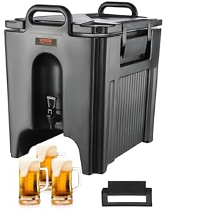 VEVOR Insulated Beverage Dispenser, 10 Gallon, Food-grade LL9450UP Hot and Cold Beverage Server, Thermal Drink Dispenser Cooler with 1.18 in PU Layer Two-Stage Faucet Handle, for Restaurant Drink Shop