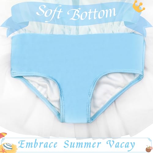 Image of 3-7Y Girls Princess Swimsuit, Toddlers Bathing Suit 1 Piece Swimwear Off-Shoulder Swimming Suit with Skirt for Kids