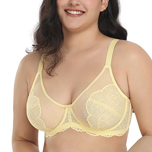 Image of HSIA Minimizer Bras for Women, Full Coverage Lace Bra for Heavy Breasts Unlined Bras with Underwire