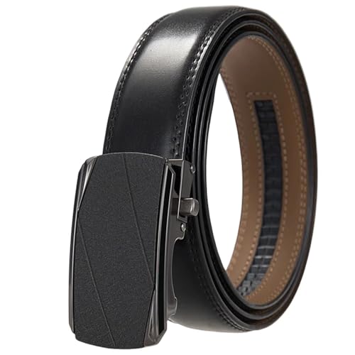 Men's Metal Belt, Automatic Buckle Genuine Leather Belt, Suitable For Business Casual Wear Black 2 130cm